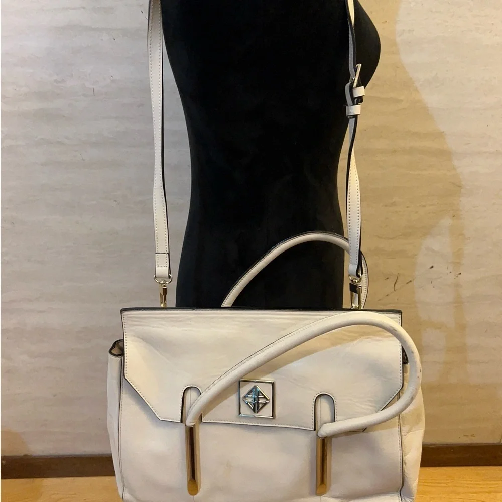 Antonio Melani Met Top Flap Shoulder Leather Satchel Bag